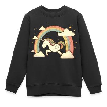 fliegendes Einhorn Regenbogen - Kinder Premium Organic Sweatshirt - Schwarz - Vorne - AI Model Kid Female (0cm)