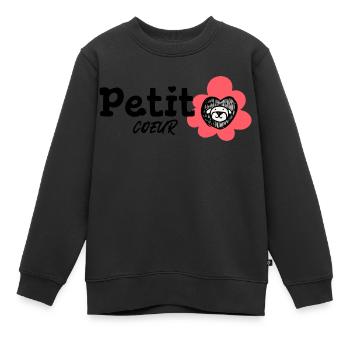 Petit cœur. Bébé - Sweat Premium enfant bio - noir - Devant - AI Model Kid Female (0cm)