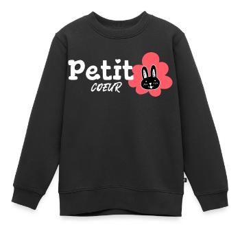 Petit cœur. Bébé. - Sweat Premium enfant bio - noir - Devant - AI Model Kid Female (0cm)