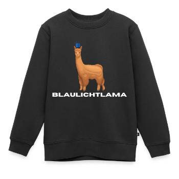 Blaulichtlama, Lama, Blaulicht, Geschenk - Kinder Premium Organic Sweatshirt - Schwarz - Vorne - AI Model Kid Female (0cm)