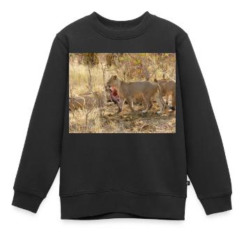 ein Rudel fressender Löwen im Chobe-Nationalpark - Kinder Premium Organic Sweatshirt - Schwarz - Vorne - AI Model Kid Female (0cm)
