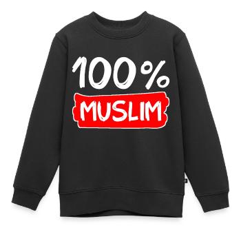 100% musulman - musulmans - islam - Sweat Premium enfant bio - noir - Devant - AI Model Kid Female (0cm)