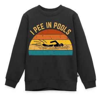 Je fais dans les piscines drôle je fais dans les piscines - Sweat Premium enfant bio - noir - Devant - AI Model Kid Female (0cm)