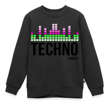 Musique techno - Sweat Premium enfant bio - noir - Devant - AI Model Kid Female (0cm)