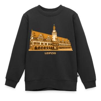 Ancien hôtel de ville de Leipzig Parc des expositions Ville de Saxe - Sweat Premium enfant bio - noir - Devant - AI Model Kid Female (0cm)