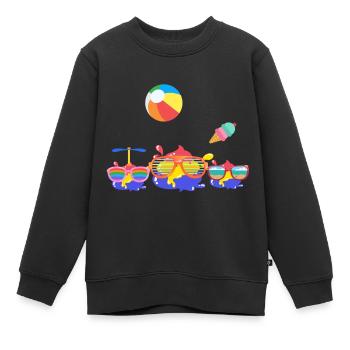 Vacances, Coloré, Couleur, Famille, Éclaboussures de couleur - Sweat Premium enfant bio - noir - Devant - AI Model Kid Female (0cm)
