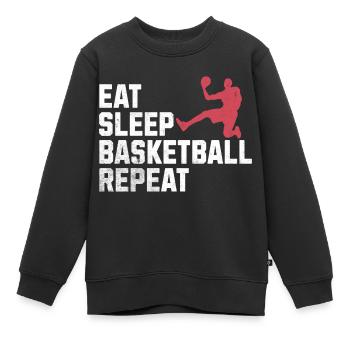 Essen, Schlafen, Basketball, Wiederholen: Das Leben eines wahren - Kinder Premium Organic Sweatshirt - Schwarz - Vorne - AI Model Kid Female (0cm)
