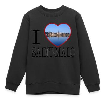 Ich liebe Saint-Malo Foto - Kinder Premium Organic Sweatshirt - Schwarz - Vorne - AI Model Kid Female (0cm)