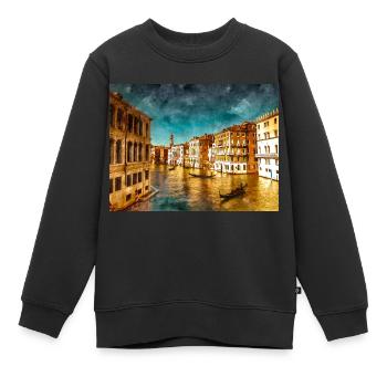 Grand Canal au Pont du Rialto - Sweat Premium enfant bio - noir - Devant - AI Model Kid Female (0cm)