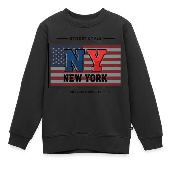 New York - Sweat Premium enfant bio - noir - Devant - AI Model Kid Female (0cm)