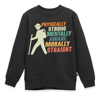 Scout Strength: Physical, Mental, Moral Tee - Kinder Premium Organic Sweatshirt - Schwarz - Vorne - AI Model Kid Female (0cm)