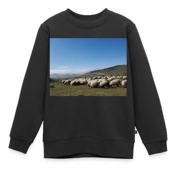 Moutons, troupeau de moutons, montagnes, prairies - Sweat Premium enfant bio - noir - Devant - AI Model Kid Female (0cm)