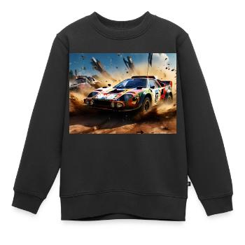 Rally Raid #3 - Sweat Premium enfant bio - noir - Devant - AI Model Kid Female (0cm)