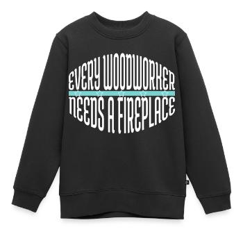 Travail du bois marteau-piqueur citation drôle menuiserie - Sweat Premium enfant bio - noir - Devant - AI Model Kid Female (0cm)