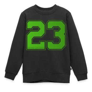 23 (vingt-trois) - Sweat Premium enfant bio - noir - Devant - AI Model Kid Female (0cm)
