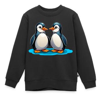 Zwei Pinguine - Kinder Premium Organic Sweatshirt - Schwarz - Vorne - AI Model Kid Female (0cm)