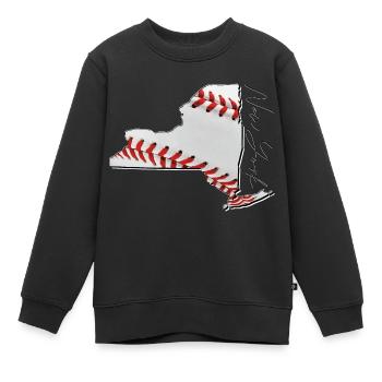 New York (États-Unis) | Vrai baseball | Carte Scpt - Sweat Premium enfant bio - noir - Devant - AI Model Kid Female (0cm)
