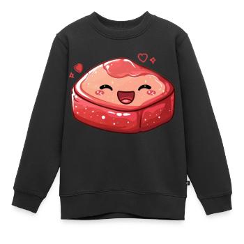 Sweet steak with googly eyes - Kids Premium Organic Sweatshirt - black - Front - AI Model Kid Female (0cm)