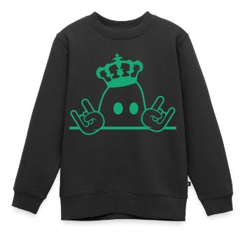Mignon Métal Halloween Fantôme Roi Couronne Fantôme - Sweat Premium enfant bio - noir - Devant - AI Model Kid Female (0cm)