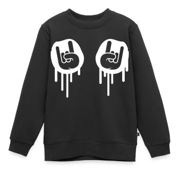 Heavy Metal Hard Rock Graffiti Cornes Geste de la main - Sweat Premium enfant bio - noir - Devant - AI Model Kid Female (0cm)