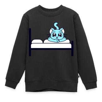 Chat Allongé Détendu Sur Le Lit Se Reposer Dormir - Sweat Premium enfant bio - noir - Devant - AI Model Kid Female (0cm)