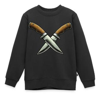 messer 2 - Kinder Premium Organic Sweatshirt - Schwarz - Vorne - AI Model Kid Female (0cm)