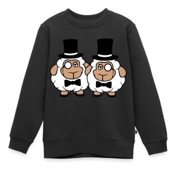 2 Schafe Herren Gentlemen Zylinder Hut Monokel Sir - Kinder Premium Organic Sweatshirt - Schwarz - Vorne - AI Model Kid Female (0cm)