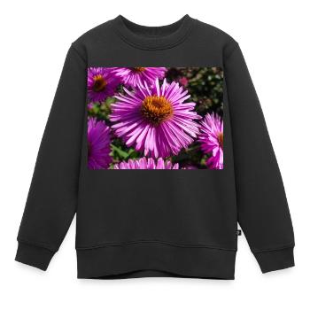 Italienische Gänseblümchen (auf Deutsch Berg-Aster Aster amellus - Kinder Premium Organic Sweatshirt - Schwarz - Vorne - AI Model Kid Female (0cm)