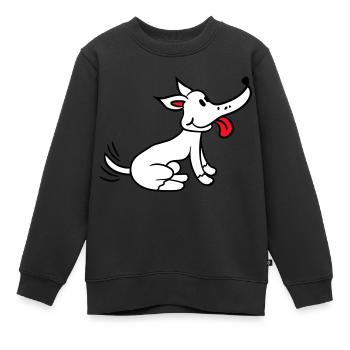 Dog wagging excited cute happy - Kids Premium Organic Sweatshirt - black - Front - AI Model Kid Female (0cm)