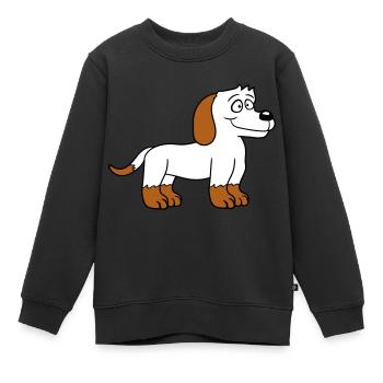 chien se tient mignon petit chiot heureux animal de compagnie - Sweat Premium enfant bio - noir - Devant - AI Model Kid Female (0cm)