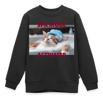 Spa-Modus Katze - Kinder Premium Organic Sweatshirt - Schwarz - Vorne - AI Model Kid Female (0cm)
