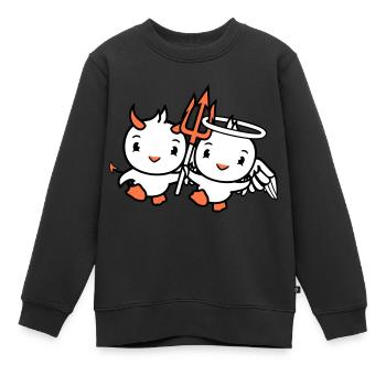 Oiseaux, Ange, Ciel, Diable, Cornes, Satan, Enfer, Mal - Sweat Premium enfant bio - noir - Devant - AI Model Kid Female (0cm)