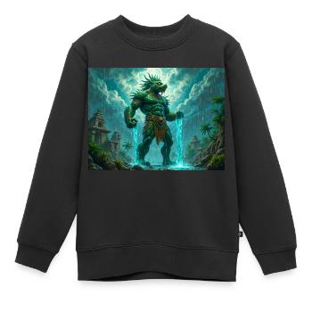 Tlaloc, dieu aztèque de la pluie, des tempêtes et de la fertilité - Sweat Premium enfant bio - noir - Devant - AI Model Kid Female (0cm)