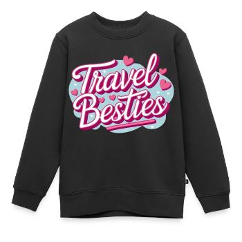 Travel Buddies – Style girly avec des cœurs - Sweat Premium enfant bio - noir - Devant - AI Model Kid Female (0cm)