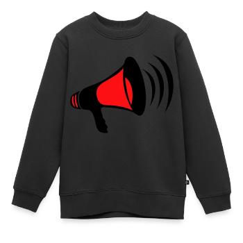 mega, megaphone, megaphone, demonstrate, call, cry - Kids Premium Organic Sweatshirt - black - Front - AI Model Kid Female (0cm)