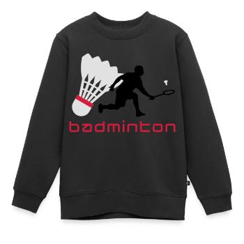 badminton_022011_y_3c - Kinder Premium Organic Sweatshirt - Schwarz - Vorne - AI Model Kid Female (0cm)