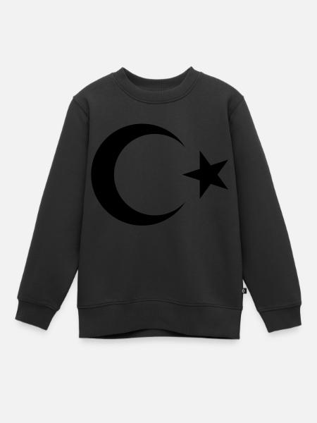Türkei Flagge Halbmond Stern (Türkiye Bayrak / B) - Kinder Premium Organic Sweatshirt - Schwarz