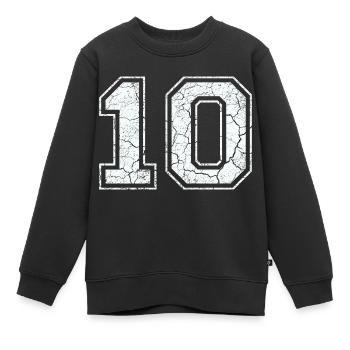 10 dans blanc in Used Look - Sweat Premium enfant bio - noir - Devant - AI Model Kid Female (0cm)