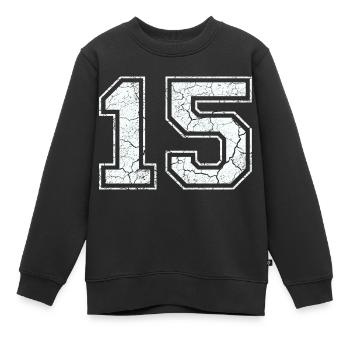 15 dans blanc in Used Look - Sweat Premium enfant bio - noir - Devant - AI Model Kid Female (0cm)