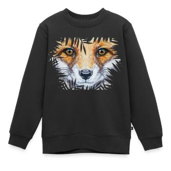 Petit renard dans la brousse | Création Yolo - Sweat Premium enfant bio - noir - Devant - AI Model Kid Female (0cm)