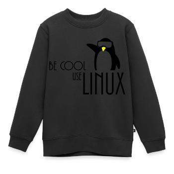 be cool use linux - Kids Premium Organic Sweatshirt - black - Front - AI Model Kid Female (0cm)