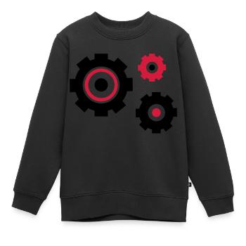 zahnraeder_2 - Kinder Premium Organic Sweatshirt - Schwarz - Vorne - AI Model Kid Female (0cm)
