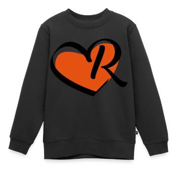 Lettre R dans le coeur - Sweat Premium enfant bio - noir - Devant - AI Model Kid Female (0cm)