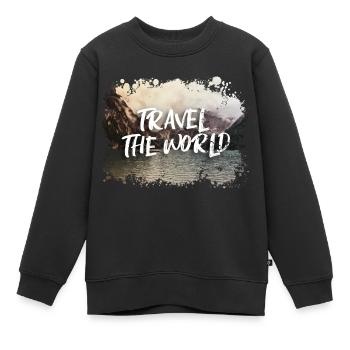 Travel The World - Kinder Premium Organic Sweatshirt - Schwarz - Vorne - AI Model Kid Female (0cm)