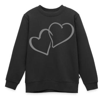 Double coeur - Sweat Premium enfant bio - noir - Devant - AI Model Kid Female (0cm)