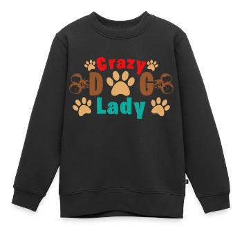 Crazy Dog Lady - Sweat Premium enfant bio - noir - Devant - AI Model Kid Female (0cm)