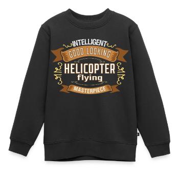 Hélicoptère - Sweat Premium enfant bio - noir - Devant - AI Model Kid Female (0cm)