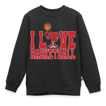Ich liebe Basketball Ich liebe Basketball - Kinder Premium Organic Sweatshirt - Schwarz - Vorne - AI Model Kid Female (0cm)