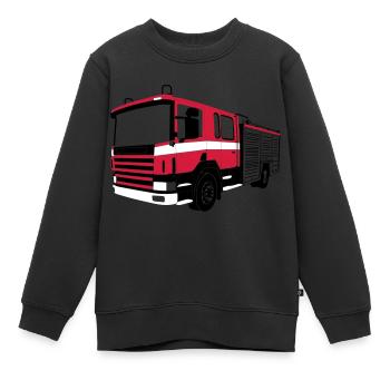 Camion de pompier - Sweat Premium enfant bio - noir - Devant - AI Model Kid Female (0cm)