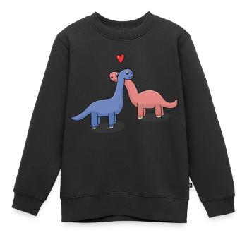 Paire de dinosaures à long cou - Sweat Premium enfant bio - noir - Devant - AI Model Kid Female (0cm)